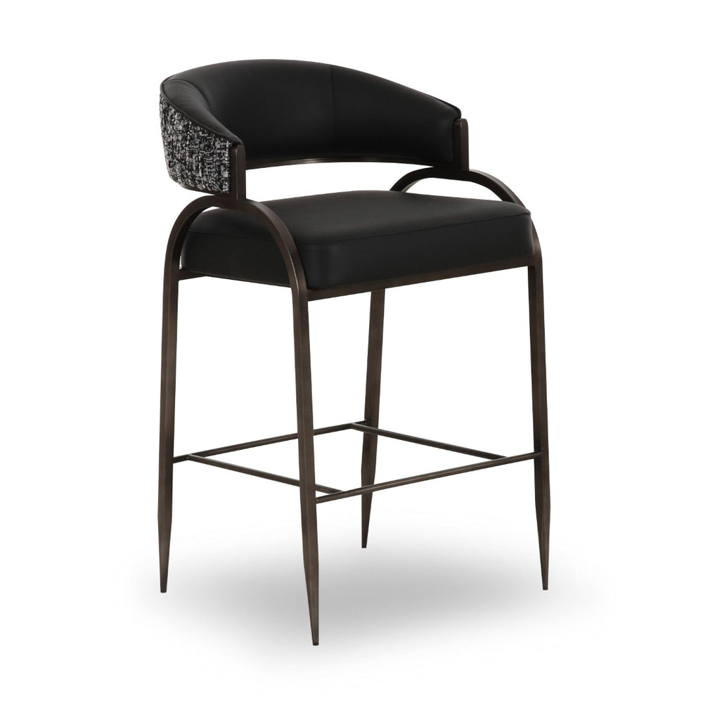TOV Furniture Tatum Modern Two-Tone Counter Stool with Durable Vegan Leather and Sleek Metal Frame for Style Black TOV-D69334