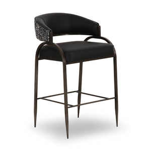 TOV Furniture Tatum Modern Two-Tone Counter Stool with Durable Vegan Leather and Sleek Metal Frame for Style Black TOV-D69334