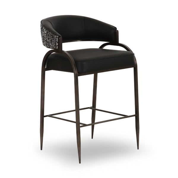 TOV Furniture Tatum Modern Two-Tone Counter Stool with Durable Vegan Leather and Sleek Metal Frame for Style Black TOV-D69334