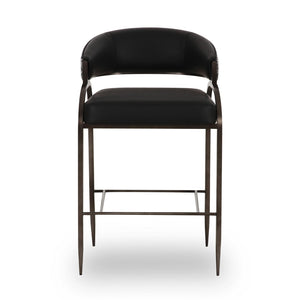 TOV Furniture Tatum Modern Two-Tone Counter Stool with Durable Vegan Leather and Sleek Metal Frame for Style Black TOV-D69334