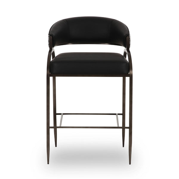 TOV Furniture Tatum Modern Two-Tone Counter Stool with Durable Vegan Leather and Sleek Metal Frame for Style Black TOV-D69334