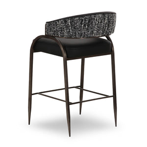 TOV Furniture Tatum Modern Two-Tone Counter Stool with Durable Vegan Leather and Sleek Metal Frame for Style Black TOV-D69334
