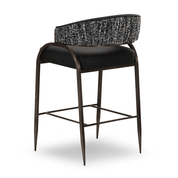 TOV Furniture Tatum Modern Two-Tone Counter Stool with Durable Vegan Leather and Sleek Metal Frame for Style Black TOV-D69334