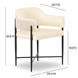 TOV Furniture Sezanne Vegan Leather Dining Chair – Stylish Two-Tone Design with Durable Comfort for Modern Spaces Cream TOV-D69335