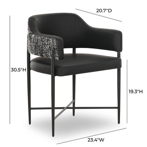 TOV Furniture Sezanne Vegan Leather Dining Chair – Stylish Two-Tone Design with Durable Comfort for Modern Spaces Black TOV-D69336