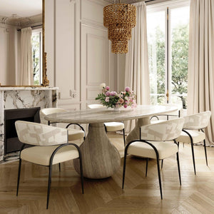 TOV Furniture Tatum Modern Vegan Leather Dining Chair - Chic Two-Tone Jacquard with Easy-Clean Comfort & Style TOV-D69371