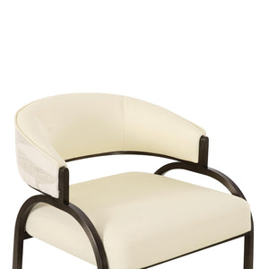 TOV Furniture Tatum Counter Stool - Modern Cream Vegan Leather & Jacquard Design with Easy-Clean Performance Fabric TOV-D69373