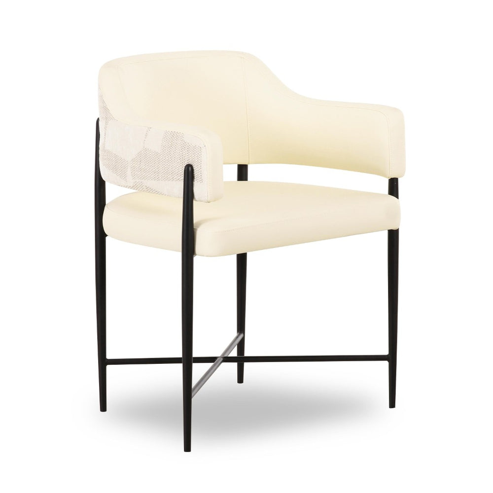 TOV Furniture Sezanne Cream Vegan Leather and Jacquard Dining Chair - Modern, Easy-Care, and Stylish Comfort TOV-D69375