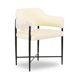 TOV Furniture Sezanne Cream Vegan Leather and Jacquard Dining Chair - Modern, Easy-Care, and Stylish Comfort TOV-D69375