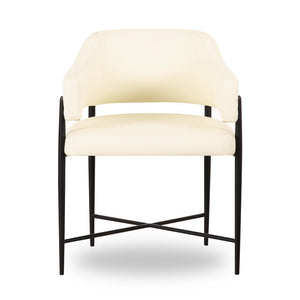 TOV Furniture Sezanne Cream Vegan Leather and Jacquard Dining Chair - Modern, Easy-Care, and Stylish Comfort TOV-D69375