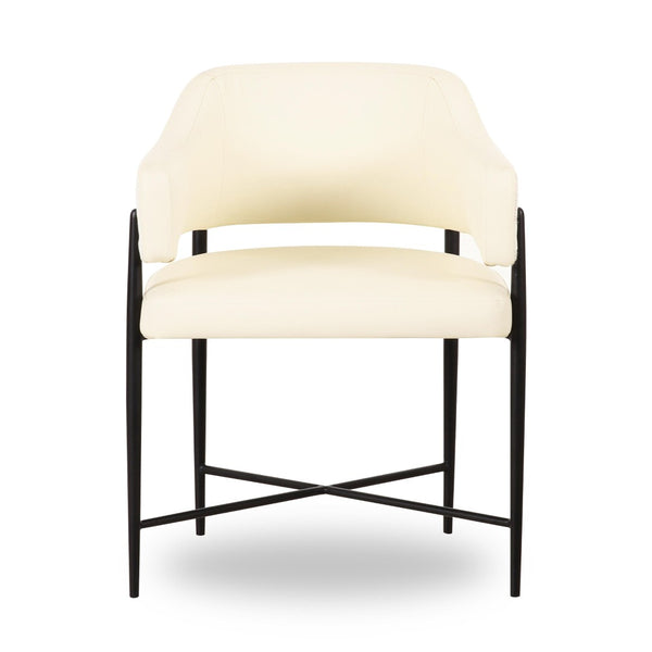 TOV Furniture Sezanne Cream Vegan Leather and Jacquard Dining Chair - Modern, Easy-Care, and Stylish Comfort TOV-D69375
