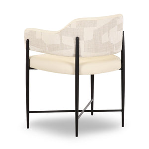 TOV Furniture Sezanne Cream Vegan Leather and Jacquard Dining Chair - Modern, Easy-Care, and Stylish Comfort TOV-D69375