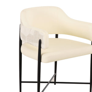 TOV Furniture Sezanne Cream Vegan Leather and Jacquard Dining Chair - Modern, Easy-Care, and Stylish Comfort TOV-D69375