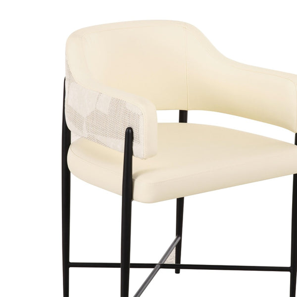 TOV Furniture Sezanne Cream Vegan Leather and Jacquard Dining Chair - Modern, Easy-Care, and Stylish Comfort TOV-D69375
