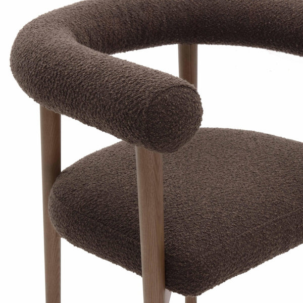 TOV Furniture Spara Performance Boucle Dining Chair – Scandinavian Comfort with Artisan Craftsmanship for Your Home Chocolate Brown TOV-D69377