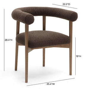 TOV Furniture Spara Performance Boucle Dining Chair – Scandinavian Comfort with Artisan Craftsmanship for Your Home Chocolate Brown TOV-D69377