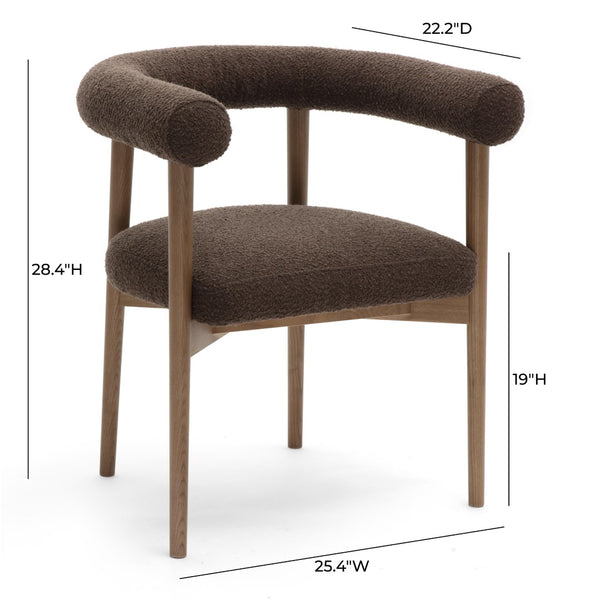 TOV Furniture Spara Performance Boucle Dining Chair – Scandinavian Comfort with Artisan Craftsmanship for Your Home Chocolate Brown TOV-D69377