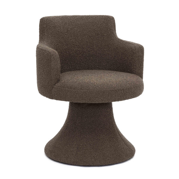 TOV Furniture Jeffree Performance Boucle Swivel Dining Chair - Modern Retro Design for Stylish Comfort & Versatility Chocolate Brown TOV-D69387