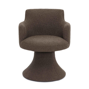 TOV Furniture Jeffree Performance Boucle Swivel Dining Chair - Modern Retro Design for Stylish Comfort & Versatility Chocolate Brown TOV-D69387