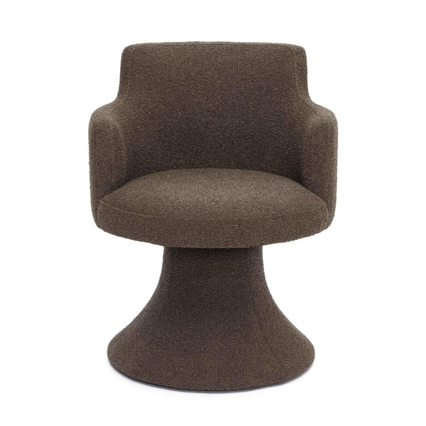TOV Furniture Jeffree Performance Boucle Swivel Dining Chair - Modern Retro Design for Stylish Comfort & Versatility Chocolate Brown TOV-D69387