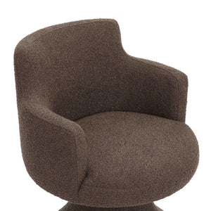 TOV Furniture Jeffree Performance Boucle Swivel Dining Chair - Modern Retro Design for Stylish Comfort & Versatility Chocolate Brown TOV-D69387