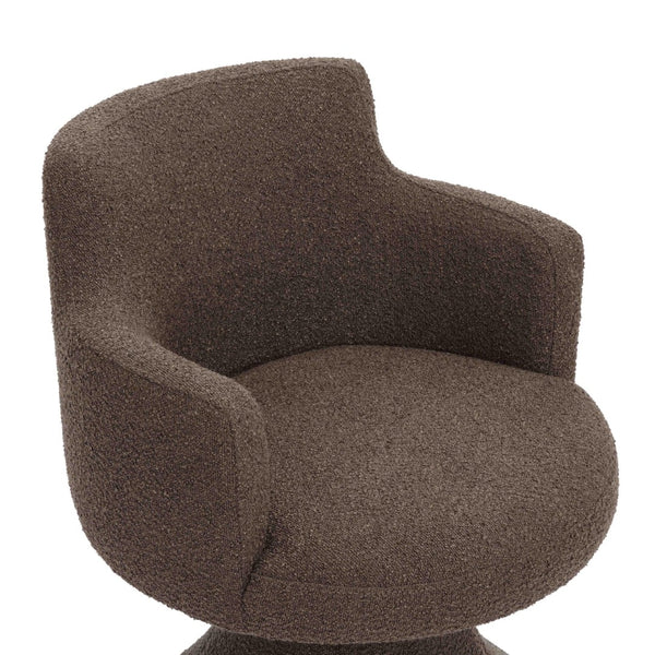 TOV Furniture Jeffree Performance Boucle Swivel Dining Chair - Modern Retro Design for Stylish Comfort & Versatility Chocolate Brown TOV-D69387