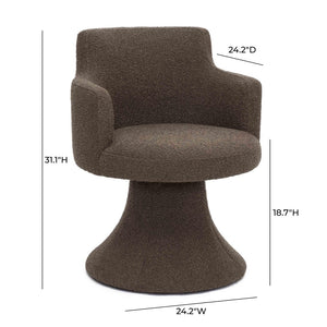 TOV Furniture Jeffree Performance Boucle Swivel Dining Chair - Modern Retro Design for Stylish Comfort & Versatility Chocolate Brown TOV-D69387