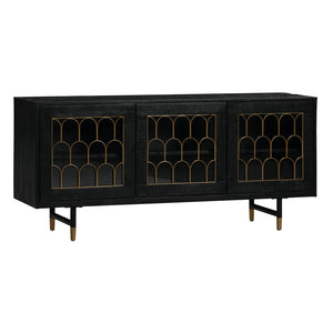 TOV Furniture Gatsby 66" Black Acacia Wood Buffet - Luxe Hollywood Glam Storage with Soft-Close Doors & Adjustable Shelves TOV-D7069