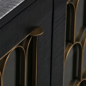 TOV Furniture Gatsby 66" Black Acacia Wood Buffet - Luxe Hollywood Glam Storage with Soft-Close Doors & Adjustable Shelves TOV-D7069