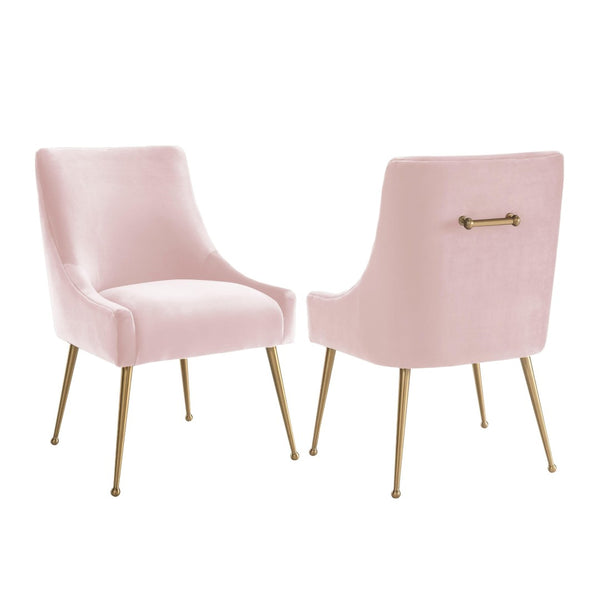 TOV Furniture Beatrix Velvet Side Chair - Chic Comfort with Gold Accents for Dining Rooms, Living Spaces & More Blush TOV-D7222