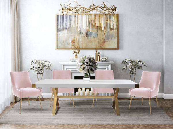 TOV Furniture Beatrix Velvet Side Chair - Chic Comfort with Gold Accents for Dining Rooms, Living Spaces & More Blush TOV-D7222