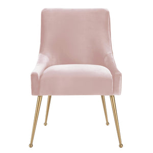 TOV Furniture Beatrix Velvet Side Chair - Chic Comfort with Gold Accents for Dining Rooms, Living Spaces & More Blush TOV-D7222