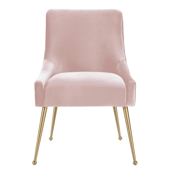 TOV Furniture Beatrix Velvet Side Chair - Chic Comfort with Gold Accents for Dining Rooms, Living Spaces & More Blush TOV-D7222