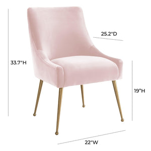 TOV Furniture Beatrix Velvet Side Chair - Chic Comfort with Gold Accents for Dining Rooms, Living Spaces & More Blush TOV-D7222