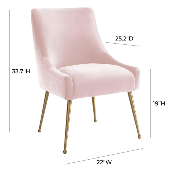 TOV Furniture Beatrix Velvet Side Chair - Chic Comfort with Gold Accents for Dining Rooms, Living Spaces & More Blush TOV-D7222