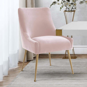 TOV Furniture Beatrix Velvet Side Chair - Chic Comfort with Gold Accents for Dining Rooms, Living Spaces & More Blush TOV-D7222