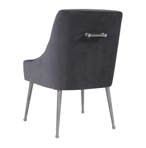 TOV Furniture Beatrix Grey Velvet Side Chair - Plush Comfort, Chic Silver Legs for Modern Dining & Living Spaces TOV-D7235