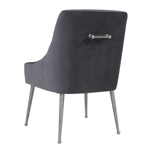 TOV Furniture Beatrix Grey Velvet Side Chair - Plush Comfort, Chic Silver Legs for Modern Dining & Living Spaces TOV-D7235