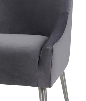 TOV Furniture Beatrix Grey Velvet Side Chair - Plush Comfort, Chic Silver Legs for Modern Dining & Living Spaces TOV-D7235