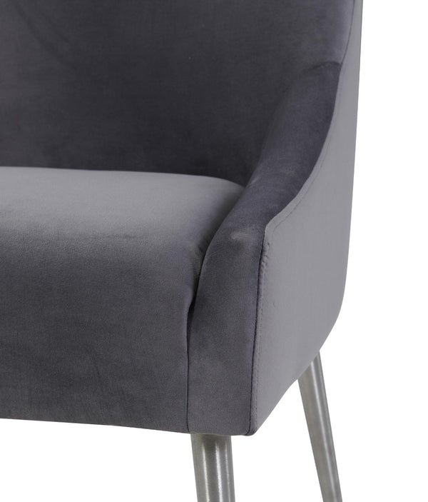 TOV Furniture Beatrix Grey Velvet Side Chair - Plush Comfort, Chic Silver Legs for Modern Dining & Living Spaces TOV-D7235