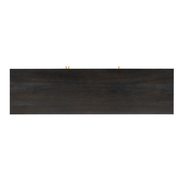 TOV Furniture Sierra 65" Cane Media Console - Modern-Boho Living Room Centerpiece with Rattan and Brass Accents Black TOV-E44155