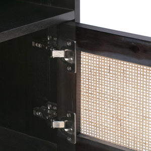 TOV Furniture Sierra 65" Cane Media Console - Modern-Boho Living Room Centerpiece with Rattan and Brass Accents Black TOV-E44155