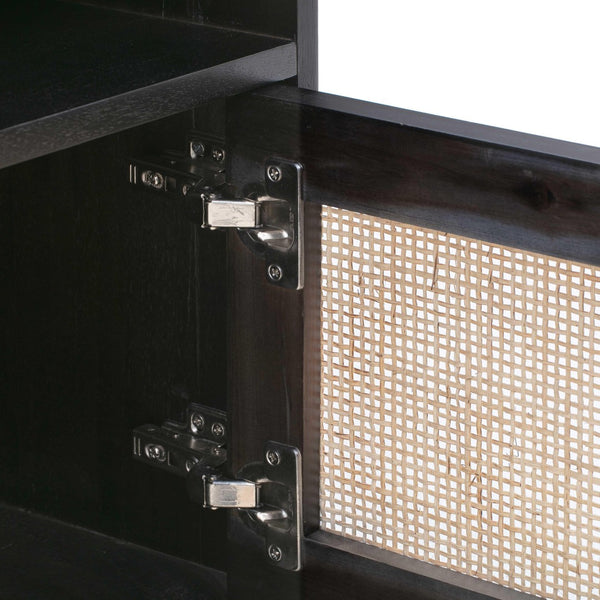 TOV Furniture Sierra 65" Cane Media Console - Modern-Boho Living Room Centerpiece with Rattan and Brass Accents Black TOV-E44155