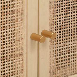 TOV Furniture Sierra 65" Cane Media Console - Modern-Boho Living Room Centerpiece with Rattan and Brass Accents Buttermilk TOV-E44156