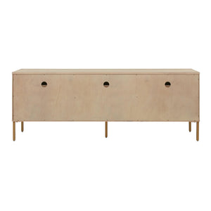 TOV Furniture Sierra 65" Cane Media Console - Modern-Boho Living Room Centerpiece with Rattan and Brass Accents Buttermilk TOV-E44156