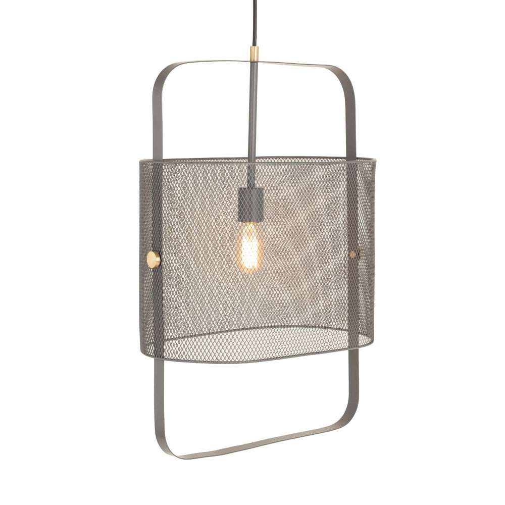 TOV Furniture Klaus Large Grey Metal Pendant Lamp - Industrial Chic Lighting with Brass Accents for Modern Spaces TOV-G18263