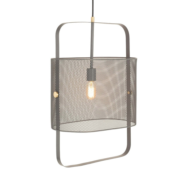 TOV Furniture Klaus Large Grey Metal Pendant Lamp - Industrial Chic Lighting with Brass Accents for Modern Spaces TOV-G18263