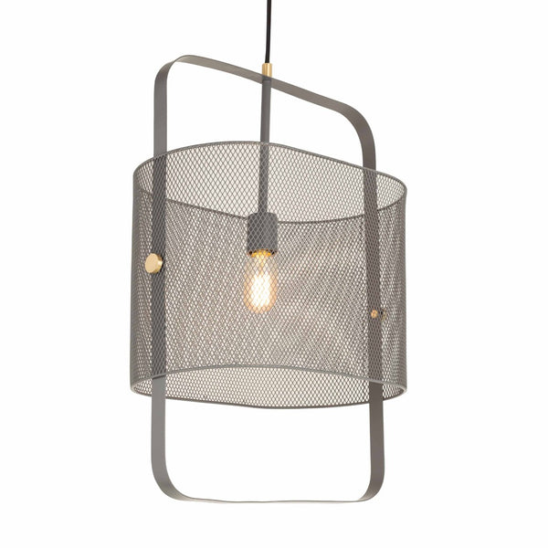 TOV Furniture Klaus Large Grey Metal Pendant Lamp - Industrial Chic Lighting with Brass Accents for Modern Spaces TOV-G18263