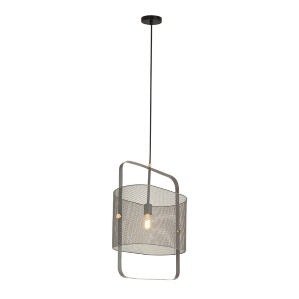 TOV Furniture Klaus Large Grey Metal Pendant Lamp - Industrial Chic Lighting with Brass Accents for Modern Spaces TOV-G18263