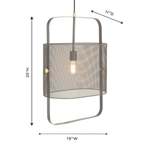 TOV Furniture Klaus Large Grey Metal Pendant Lamp - Industrial Chic Lighting with Brass Accents for Modern Spaces TOV-G18263